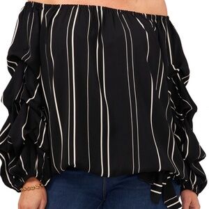 VINCE CAMUTO Plus Size Tie-Hem Gathered-Sleeve Top Size 2X NWOT